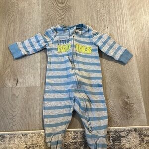 Carter's Blue and Gray Striped Little Brother Footie